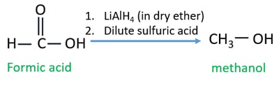reduction of formic acid to methanol by LiAlH4